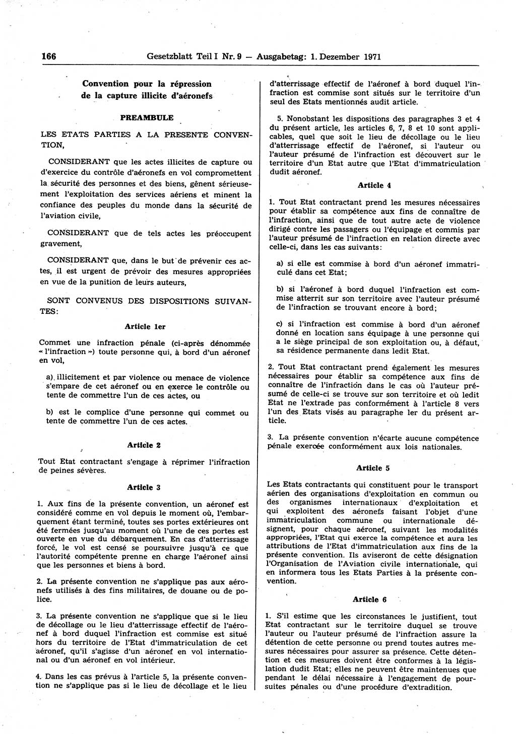 Gesetzblatt (GBl.) der Deutschen Demokratischen Republik (DDR) Teil Ⅰ 1971, Seite 166 (GBl. DDR Ⅰ 1971, S. 166)