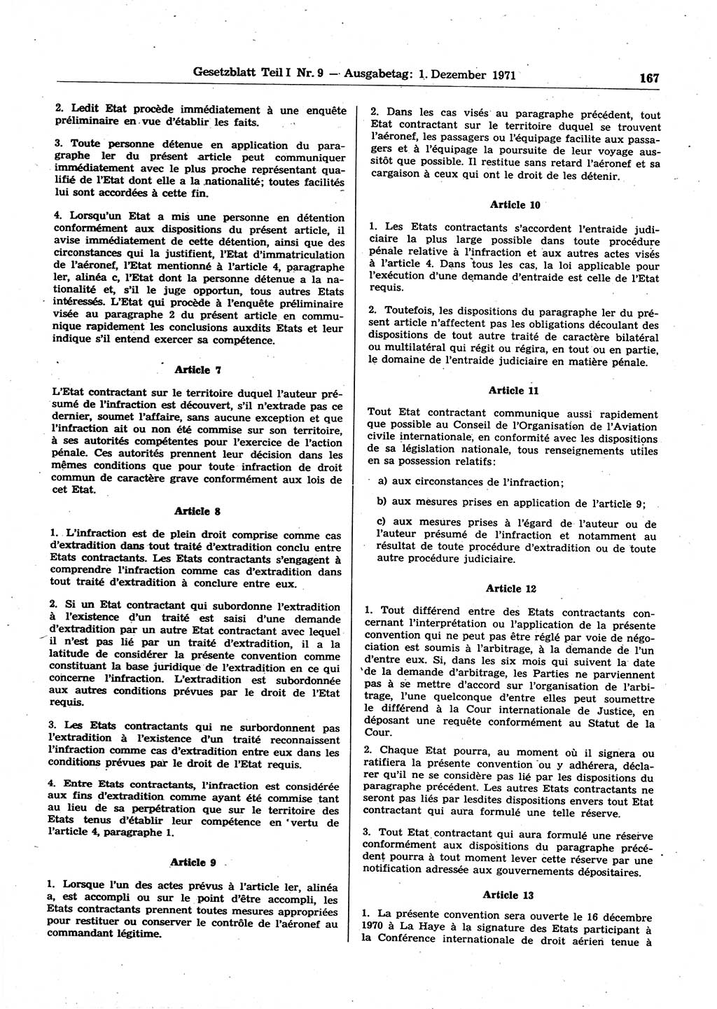 Gesetzblatt (GBl.) der Deutschen Demokratischen Republik (DDR) Teil Ⅰ 1971, Seite 167 (GBl. DDR Ⅰ 1971, S. 167)