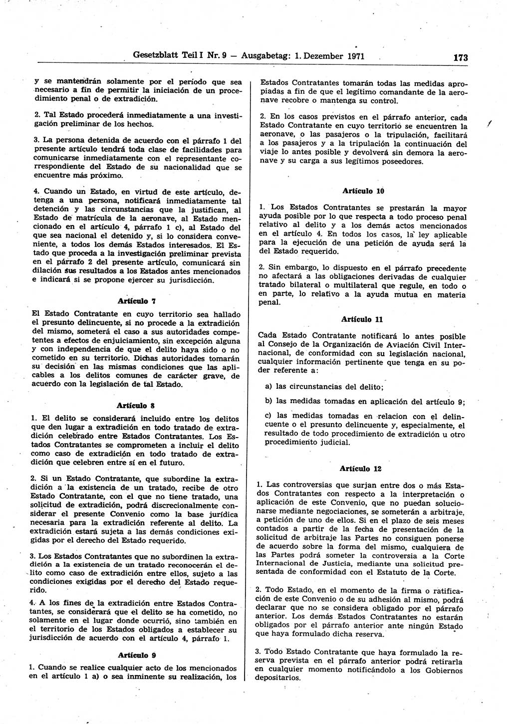 Gesetzblatt (GBl.) der Deutschen Demokratischen Republik (DDR) Teil Ⅰ 1971, Seite 173 (GBl. DDR Ⅰ 1971, S. 173)