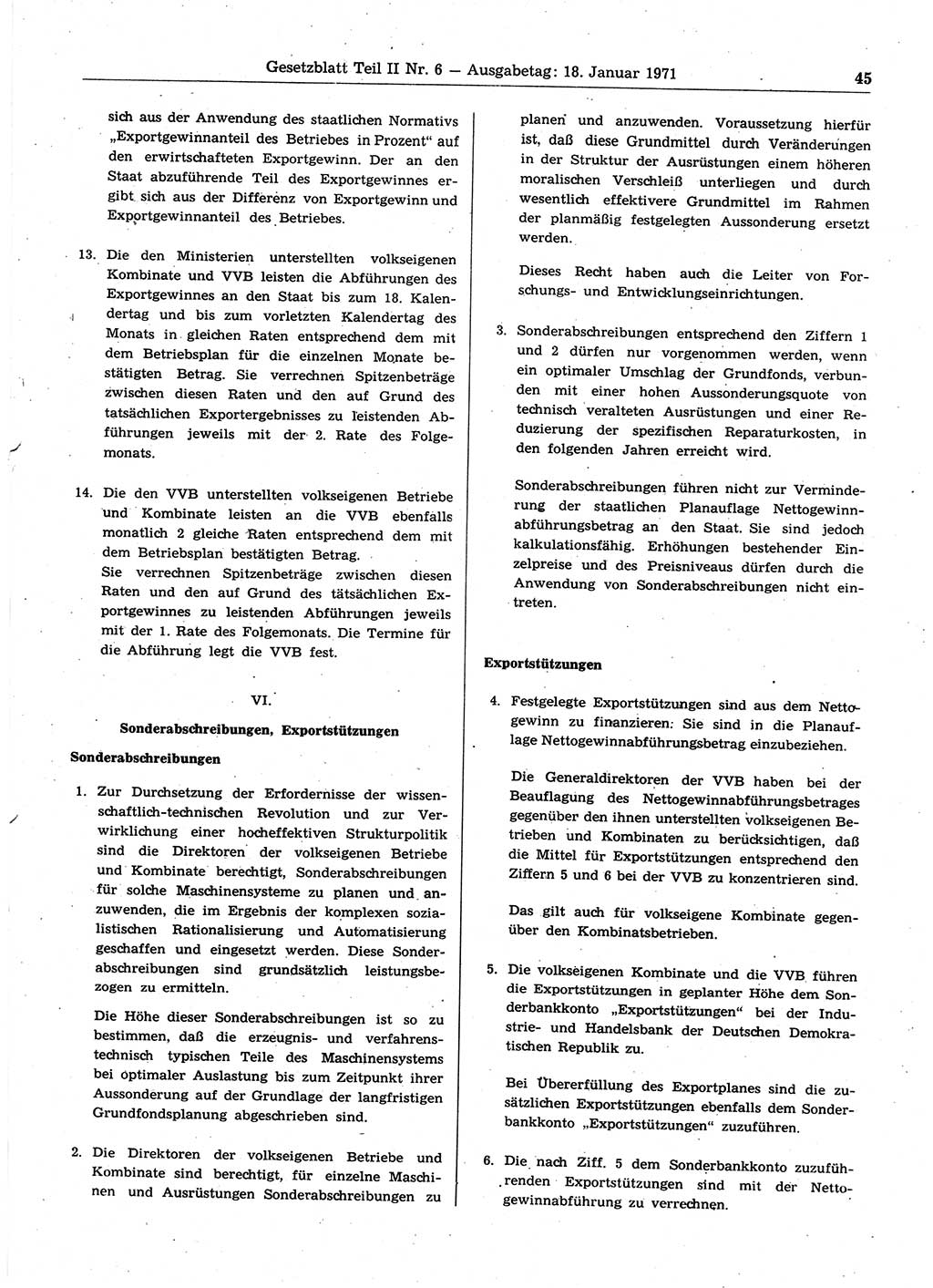 Gesetzblatt (GBl.) der Deutschen Demokratischen Republik (DDR) Teil ⅠⅠ 1971, Seite 45 (GBl. DDR ⅠⅠ 1971, S. 45)