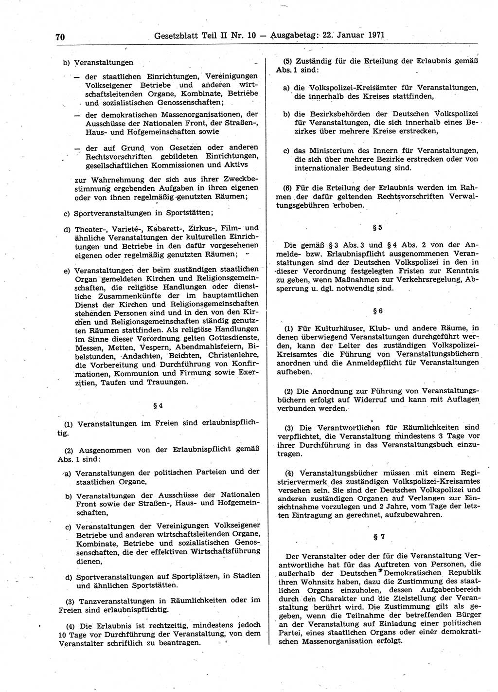 Gesetzblatt (GBl.) der Deutschen Demokratischen Republik (DDR) Teil ⅠⅠ 1971, Seite 70 (GBl. DDR ⅠⅠ 1971, S. 70)