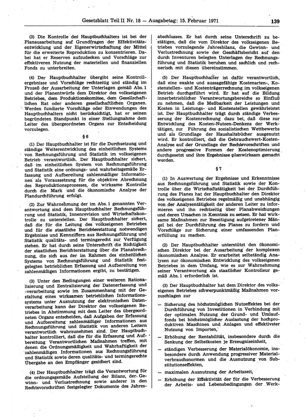 Gesetzblatt (GBl.) der Deutschen Demokratischen Republik (DDR) Teil ⅠⅠ 1971, Seite 139 (GBl. DDR ⅠⅠ 1971, S. 139)