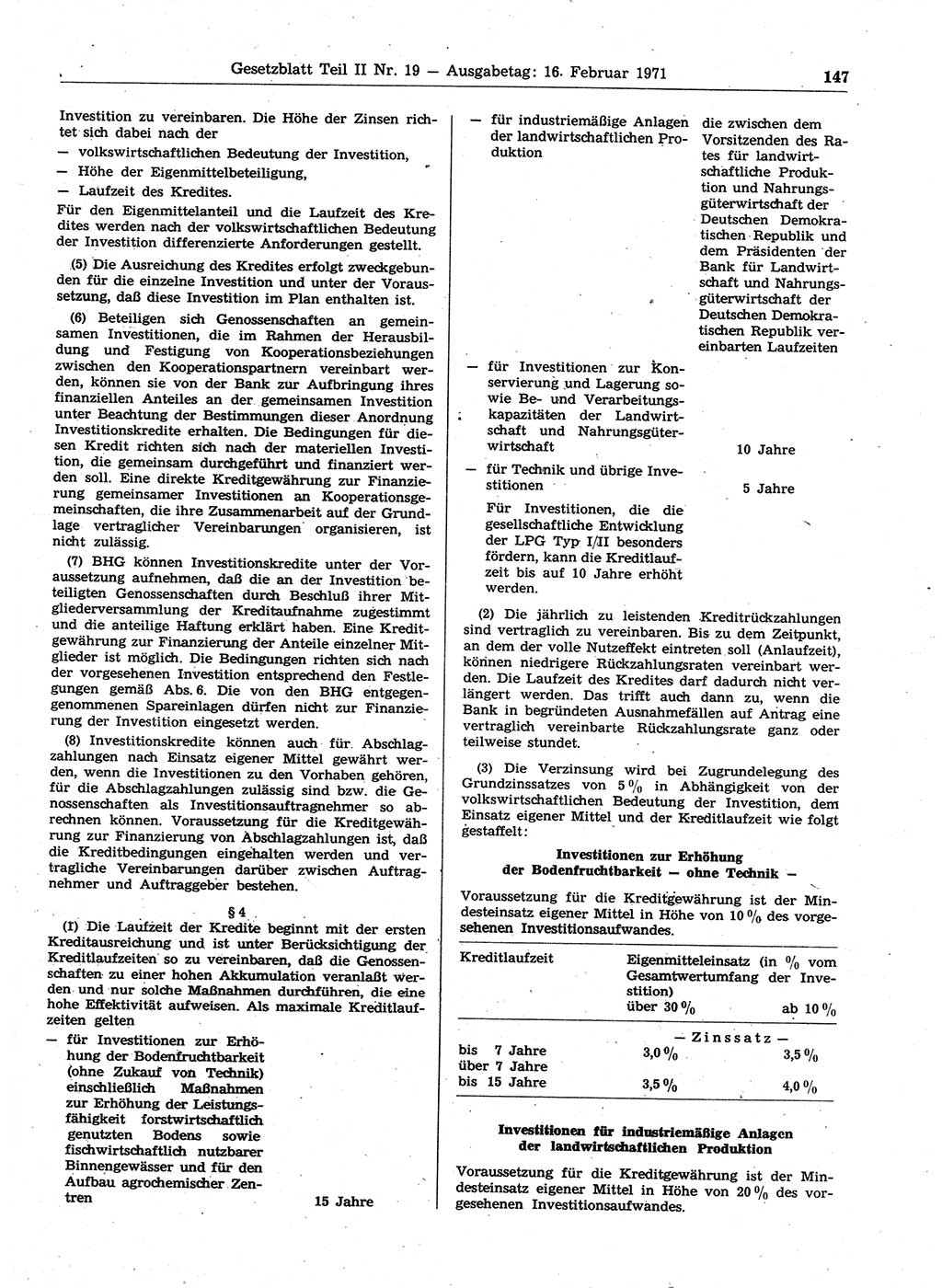 Gesetzblatt (GBl.) der Deutschen Demokratischen Republik (DDR) Teil ⅠⅠ 1971, Seite 147 (GBl. DDR ⅠⅠ 1971, S. 147)