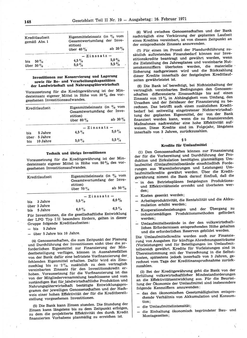 Gesetzblatt (GBl.) der Deutschen Demokratischen Republik (DDR) Teil ⅠⅠ 1971, Seite 148 (GBl. DDR ⅠⅠ 1971, S. 148)