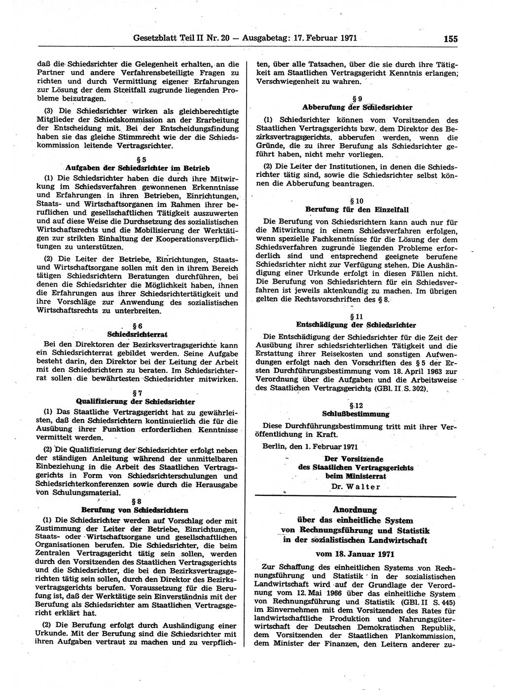 Gesetzblatt (GBl.) der Deutschen Demokratischen Republik (DDR) Teil ⅠⅠ 1971, Seite 155 (GBl. DDR ⅠⅠ 1971, S. 155)