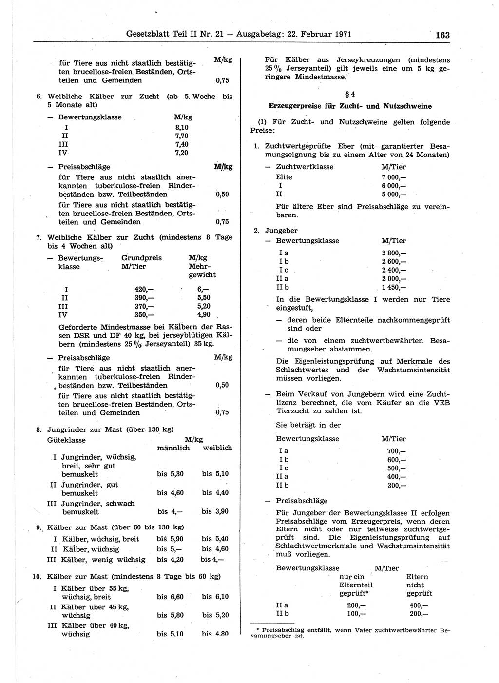 Gesetzblatt (GBl.) der Deutschen Demokratischen Republik (DDR) Teil ⅠⅠ 1971, Seite 163 (GBl. DDR ⅠⅠ 1971, S. 163)
