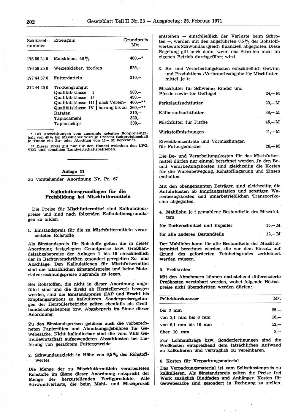 Gesetzblatt (GBl.) der Deutschen Demokratischen Republik (DDR) Teil ⅠⅠ 1971, Seite 202 (GBl. DDR ⅠⅠ 1971, S. 202)