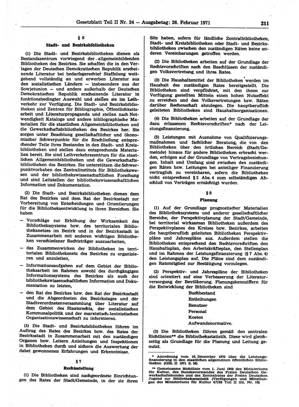 Gesetzblatt (GBl.) der Deutschen Demokratischen Republik (DDR) Teil ⅠⅠ 1971, Seite 211 (GBl. DDR ⅠⅠ 1971, S. 211)