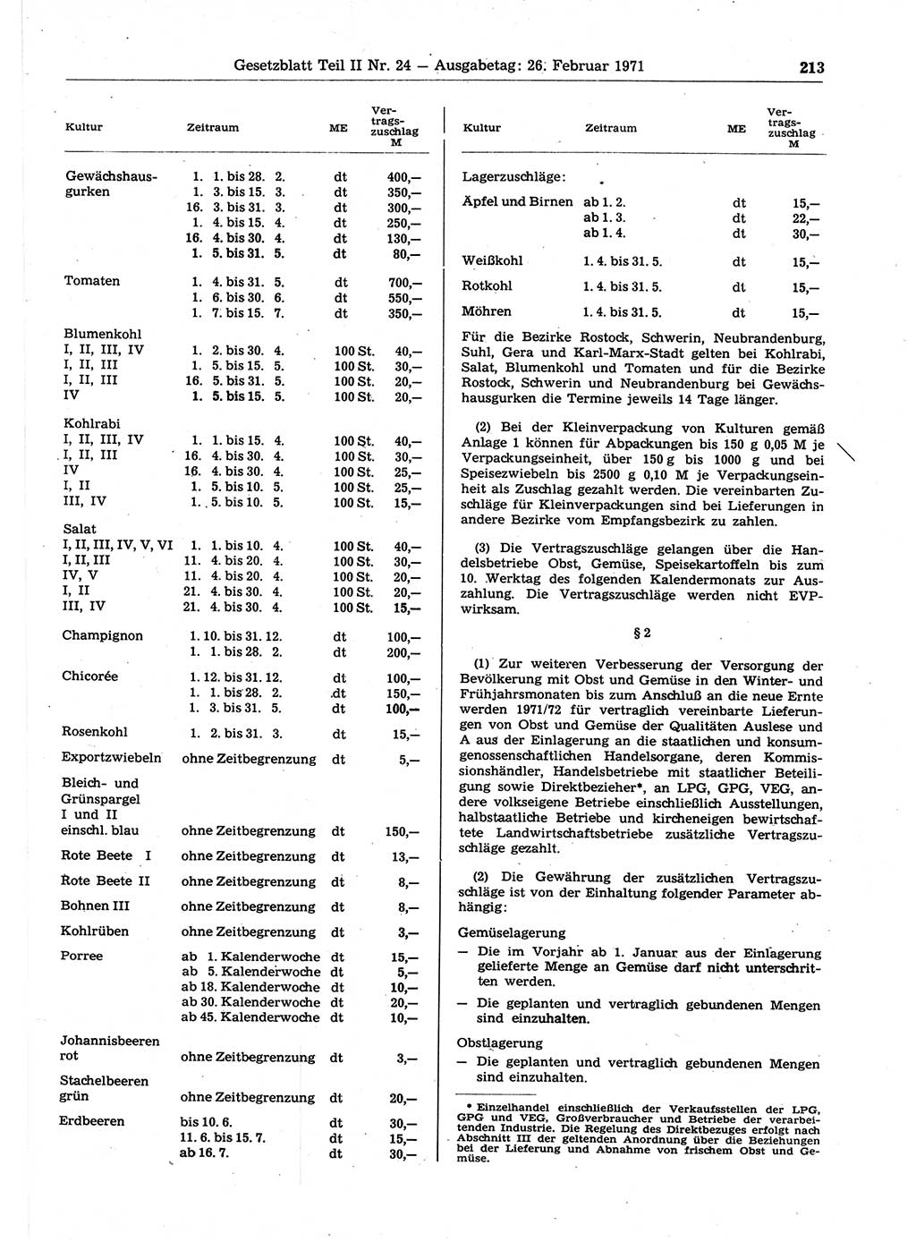Gesetzblatt (GBl.) der Deutschen Demokratischen Republik (DDR) Teil ⅠⅠ 1971, Seite 213 (GBl. DDR ⅠⅠ 1971, S. 213)