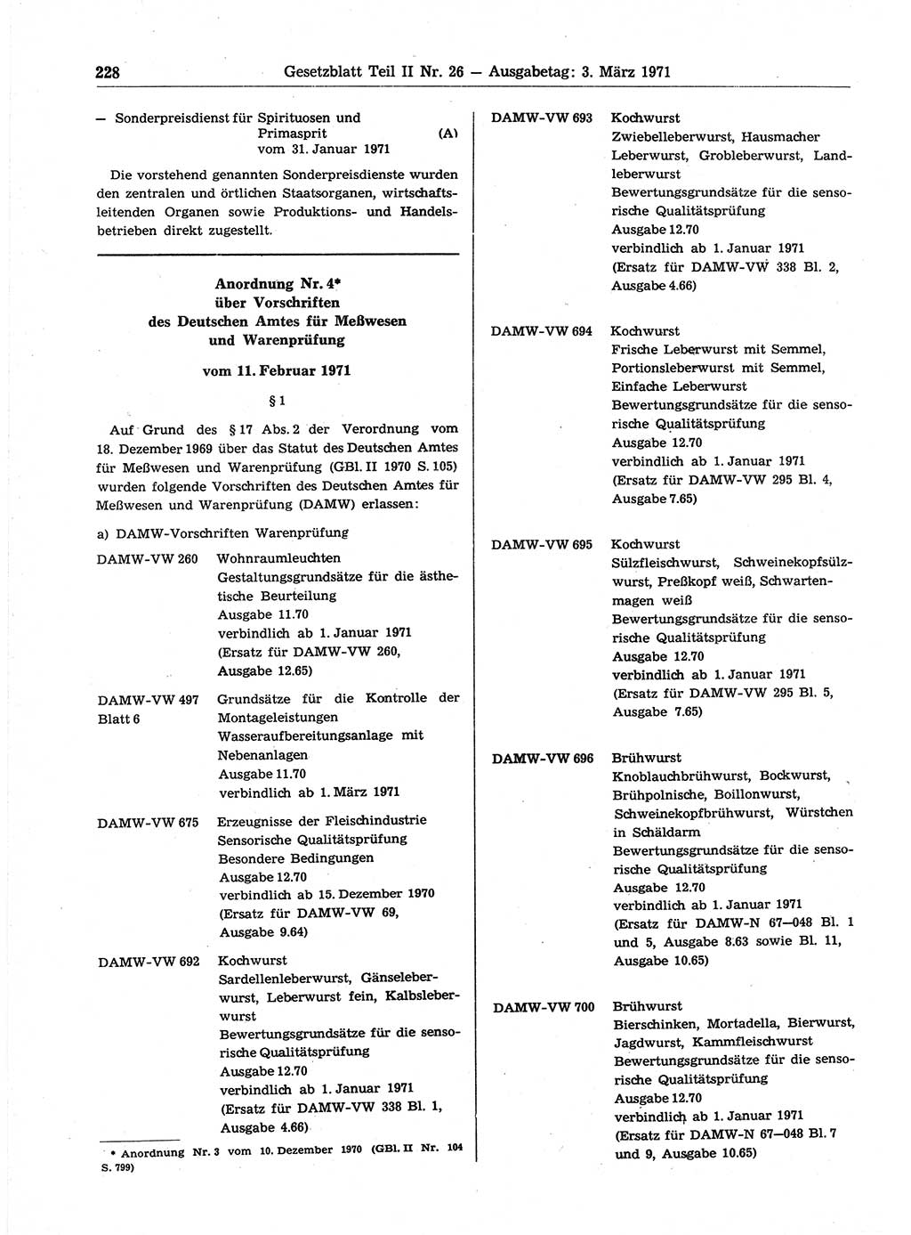 Gesetzblatt (GBl.) der Deutschen Demokratischen Republik (DDR) Teil ⅠⅠ 1971, Seite 228 (GBl. DDR ⅠⅠ 1971, S. 228)