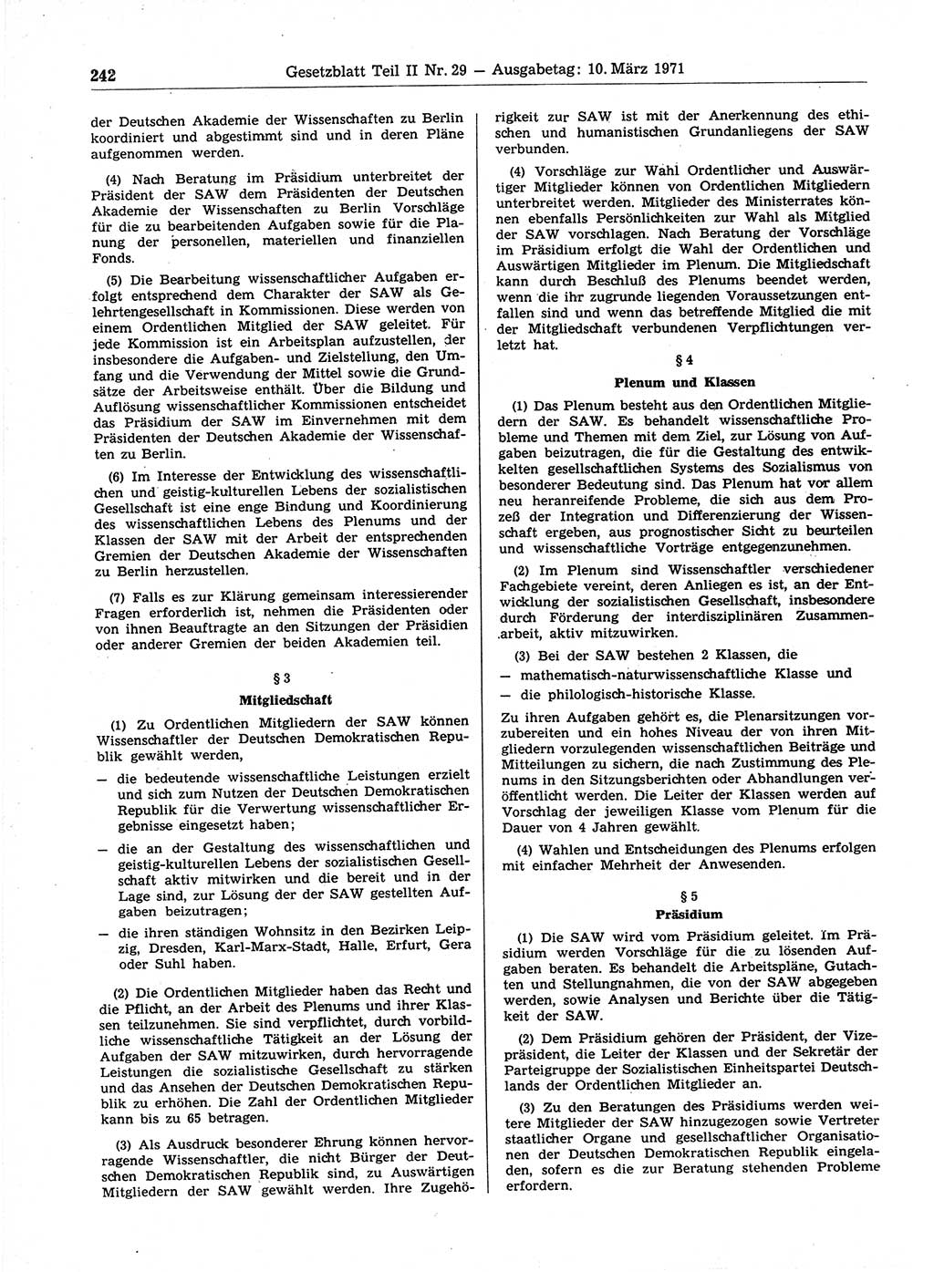 Gesetzblatt (GBl.) der Deutschen Demokratischen Republik (DDR) Teil ⅠⅠ 1971, Seite 242 (GBl. DDR ⅠⅠ 1971, S. 242)
