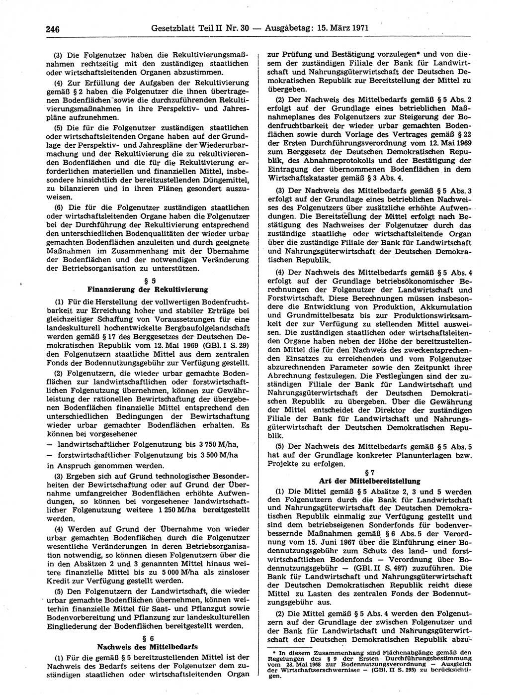 Gesetzblatt (GBl.) der Deutschen Demokratischen Republik (DDR) Teil ⅠⅠ 1971, Seite 246 (GBl. DDR ⅠⅠ 1971, S. 246)