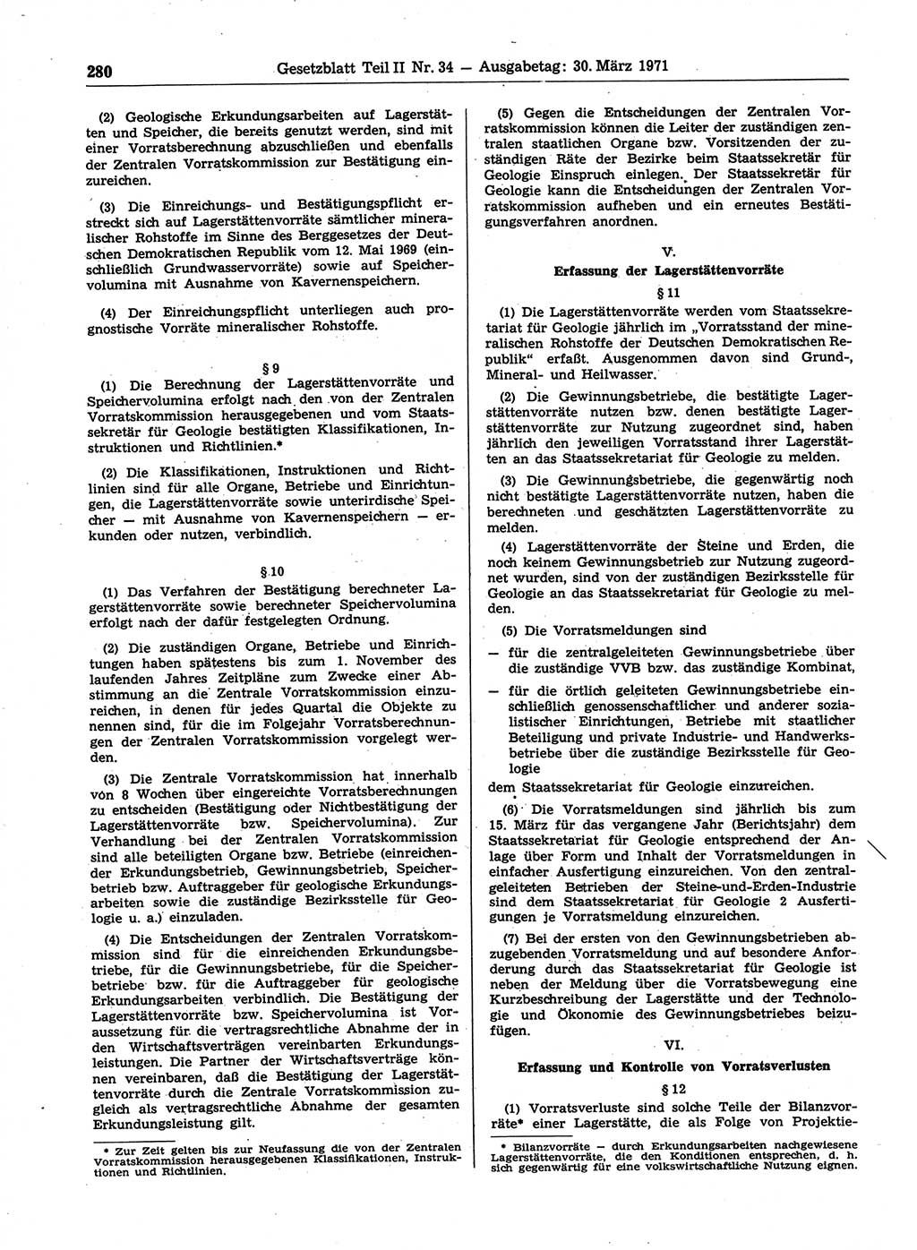 Gesetzblatt (GBl.) der Deutschen Demokratischen Republik (DDR) Teil ⅠⅠ 1971, Seite 280 (GBl. DDR ⅠⅠ 1971, S. 280)