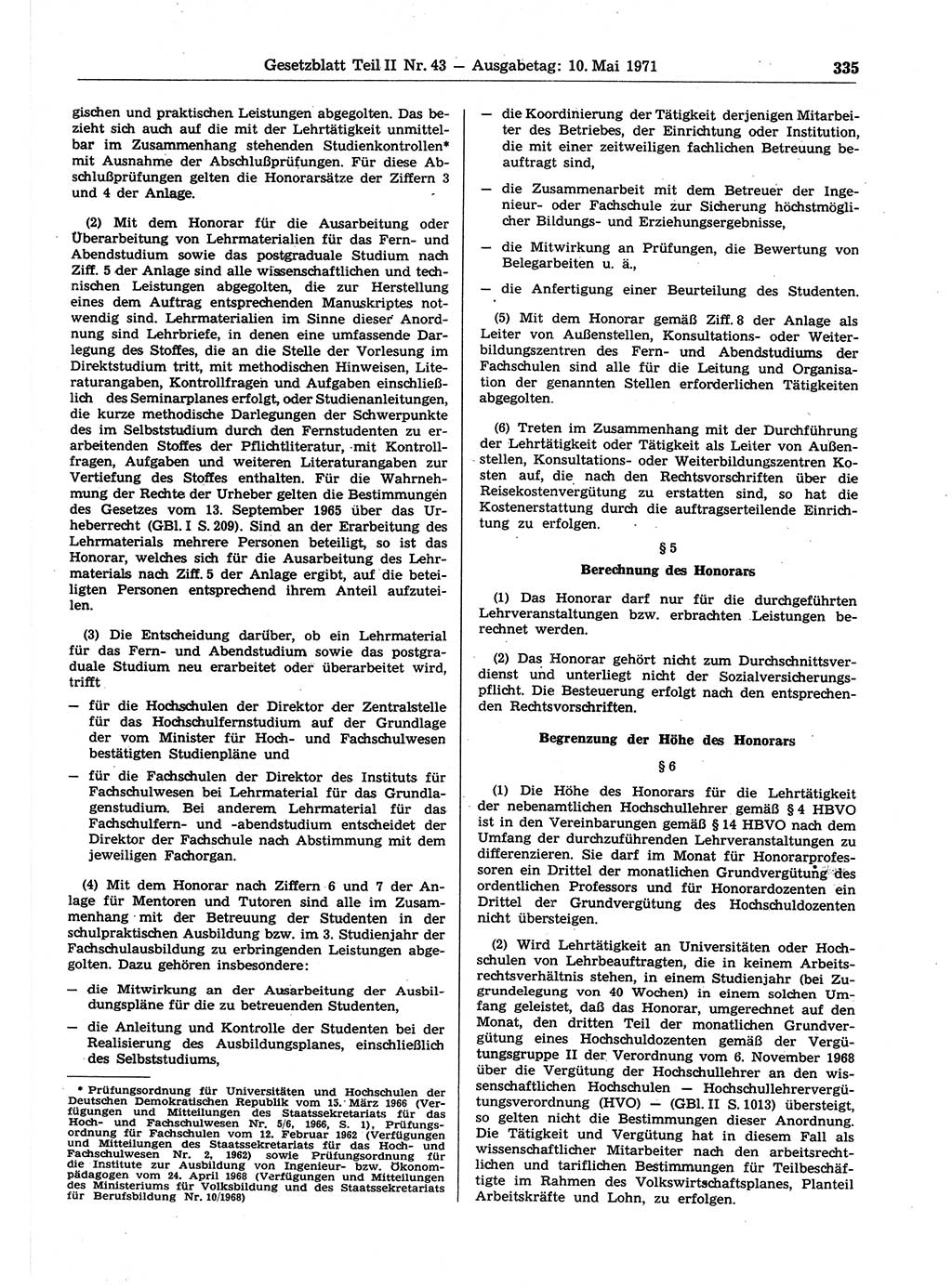 Gesetzblatt (GBl.) der Deutschen Demokratischen Republik (DDR) Teil ⅠⅠ 1971, Seite 335 (GBl. DDR ⅠⅠ 1971, S. 335)