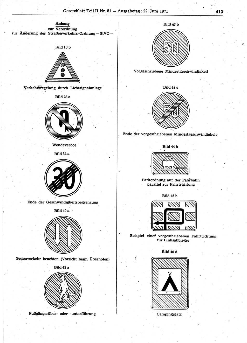 Gesetzblatt (GBl.) der Deutschen Demokratischen Republik (DDR) Teil ⅠⅠ 1971, Seite 413 (GBl. DDR ⅠⅠ 1971, S. 413)