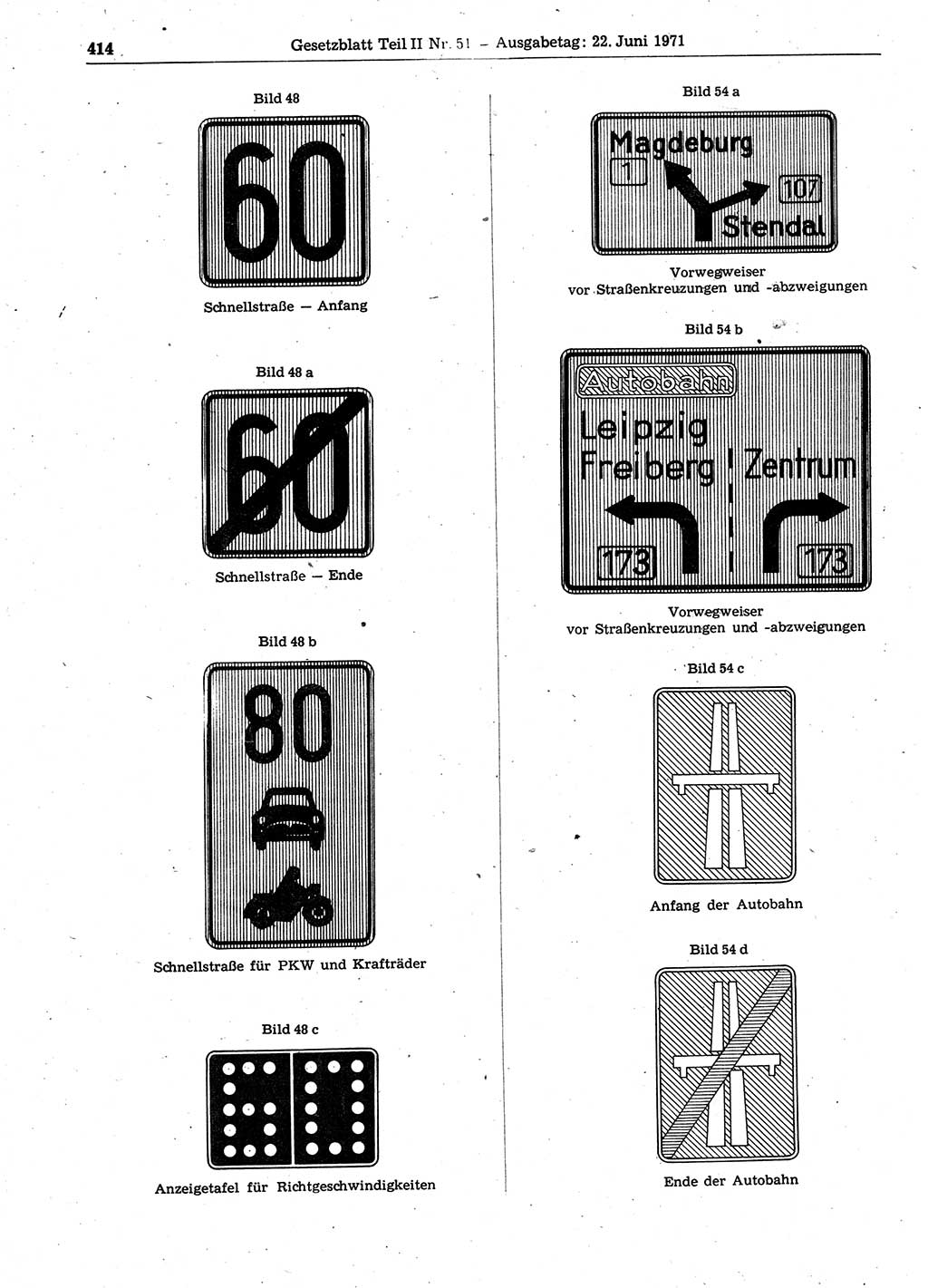 Gesetzblatt (GBl.) der Deutschen Demokratischen Republik (DDR) Teil ⅠⅠ 1971, Seite 414 (GBl. DDR ⅠⅠ 1971, S. 414)