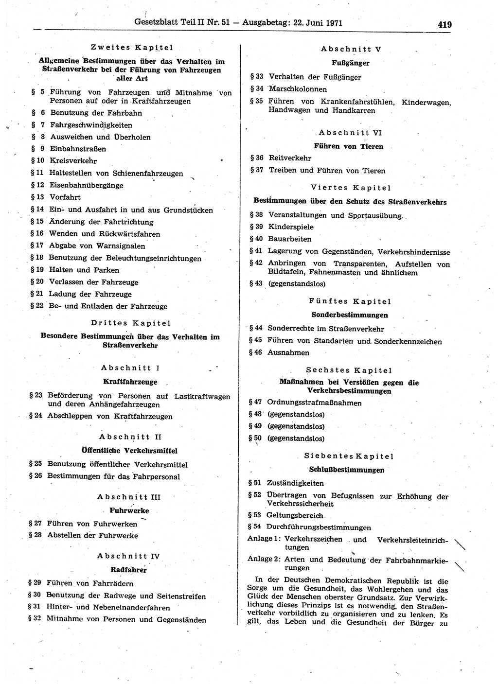 Gesetzblatt (GBl.) der Deutschen Demokratischen Republik (DDR) Teil ⅠⅠ 1971, Seite 419 (GBl. DDR ⅠⅠ 1971, S. 419)