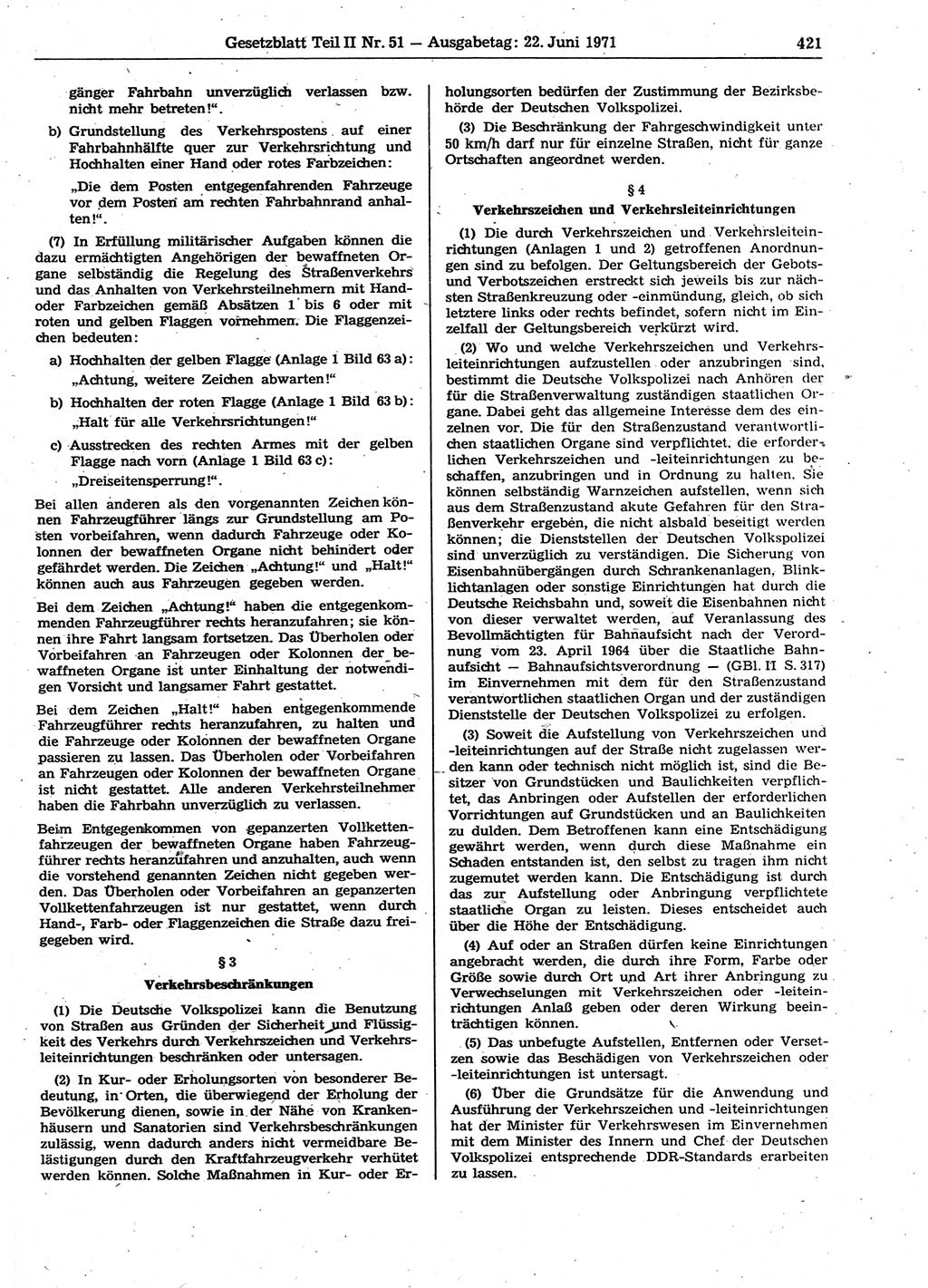 Gesetzblatt (GBl.) der Deutschen Demokratischen Republik (DDR) Teil ⅠⅠ 1971, Seite 421 (GBl. DDR ⅠⅠ 1971, S. 421)