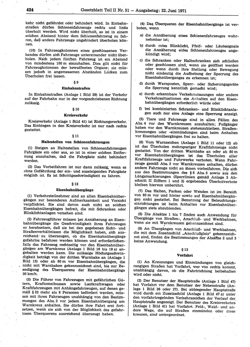 Gesetzblatt (GBl.) der Deutschen Demokratischen Republik (DDR) Teil ⅠⅠ 1971, Seite 424 (GBl. DDR ⅠⅠ 1971, S. 424)