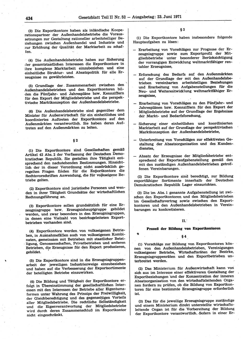 Gesetzblatt (GBl.) der Deutschen Demokratischen Republik (DDR) Teil ⅠⅠ 1971, Seite 434 (GBl. DDR ⅠⅠ 1971, S. 434)