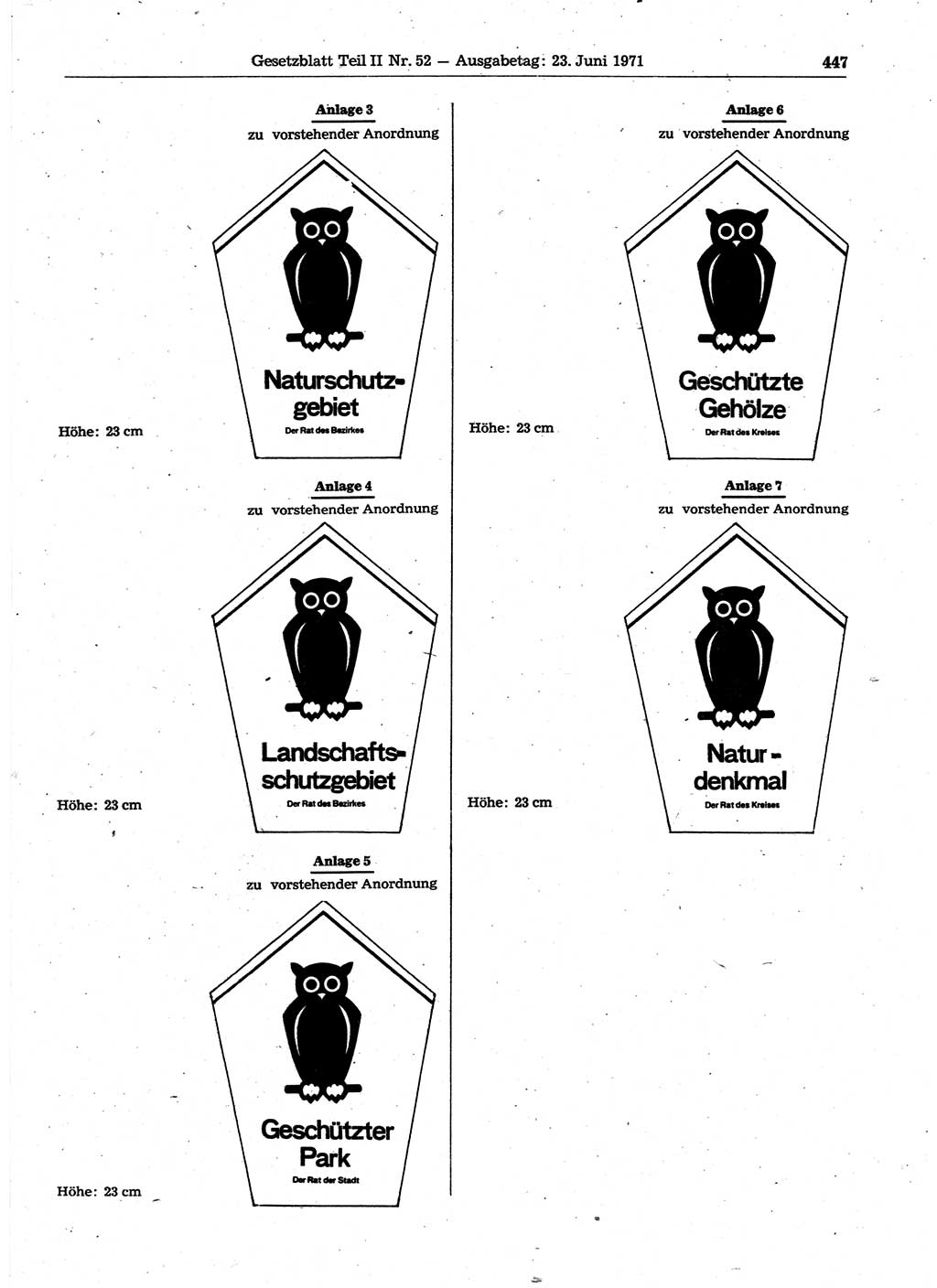 Gesetzblatt (GBl.) der Deutschen Demokratischen Republik (DDR) Teil ⅠⅠ 1971, Seite 447 (GBl. DDR ⅠⅠ 1971, S. 447)