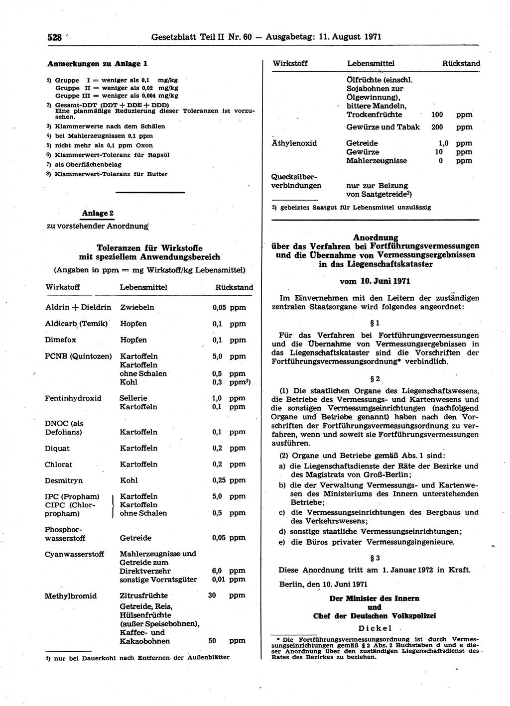 Gesetzblatt (GBl.) der Deutschen Demokratischen Republik (DDR) Teil ⅠⅠ 1971, Seite 528 (GBl. DDR ⅠⅠ 1971, S. 528)
