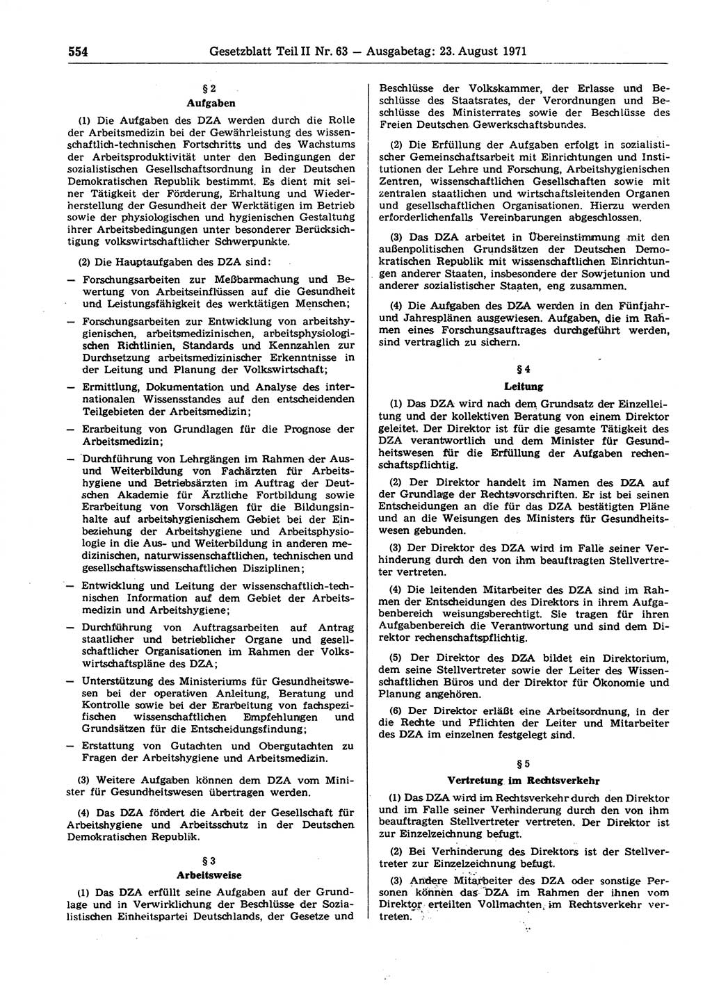 Gesetzblatt (GBl.) der Deutschen Demokratischen Republik (DDR) Teil ⅠⅠ 1971, Seite 554 (GBl. DDR ⅠⅠ 1971, S. 554)