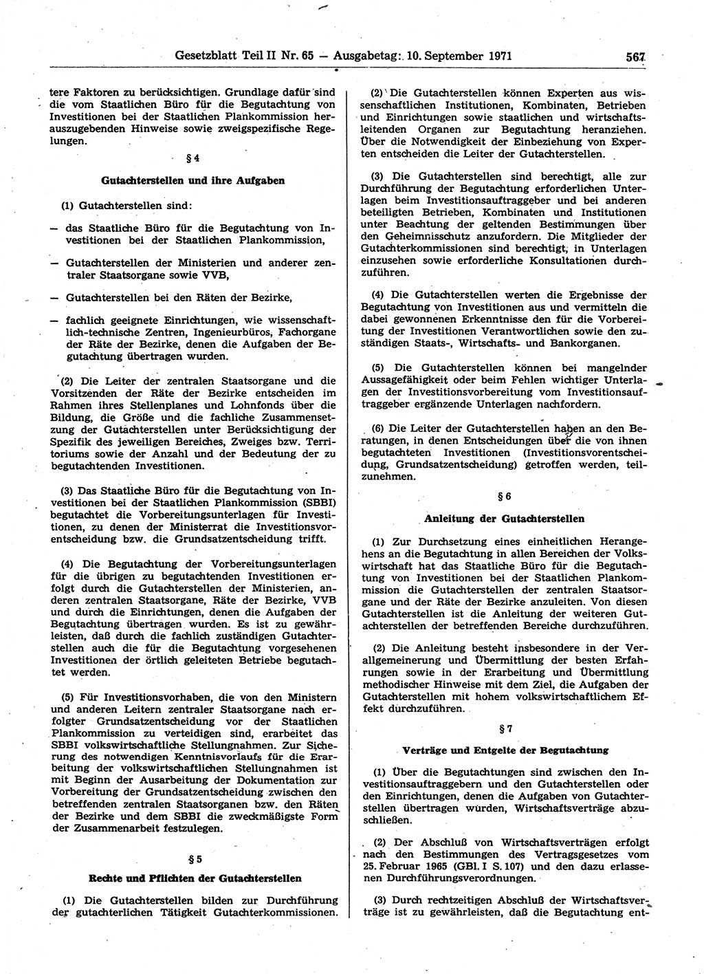 Gesetzblatt (GBl.) der Deutschen Demokratischen Republik (DDR) Teil ⅠⅠ 1971, Seite 567 (GBl. DDR ⅠⅠ 1971, S. 567)
