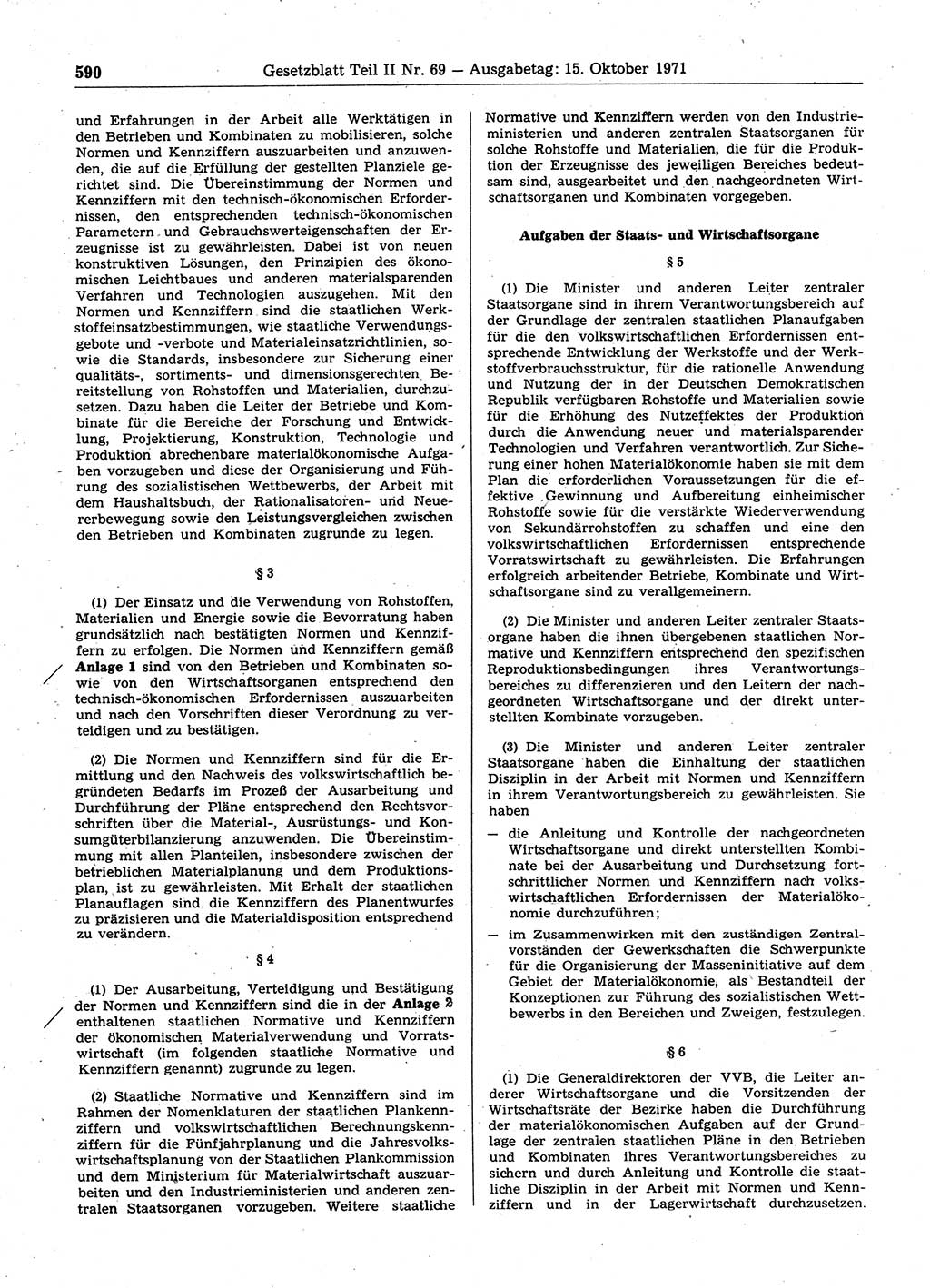Gesetzblatt (GBl.) der Deutschen Demokratischen Republik (DDR) Teil ⅠⅠ 1971, Seite 590 (GBl. DDR ⅠⅠ 1971, S. 590)