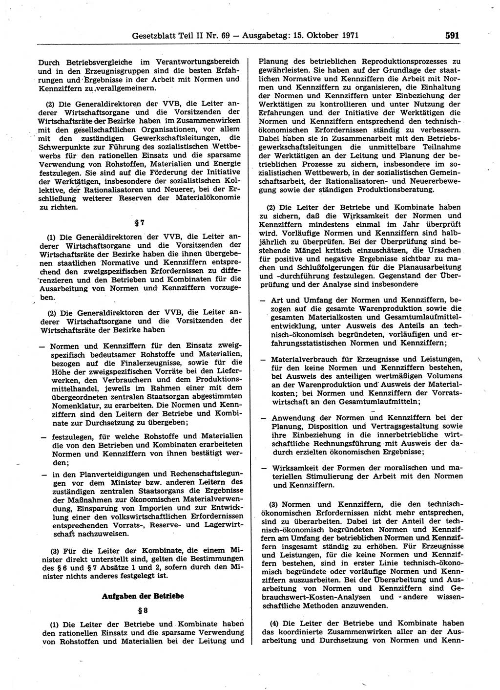 Gesetzblatt (GBl.) der Deutschen Demokratischen Republik (DDR) Teil ⅠⅠ 1971, Seite 591 (GBl. DDR ⅠⅠ 1971, S. 591)