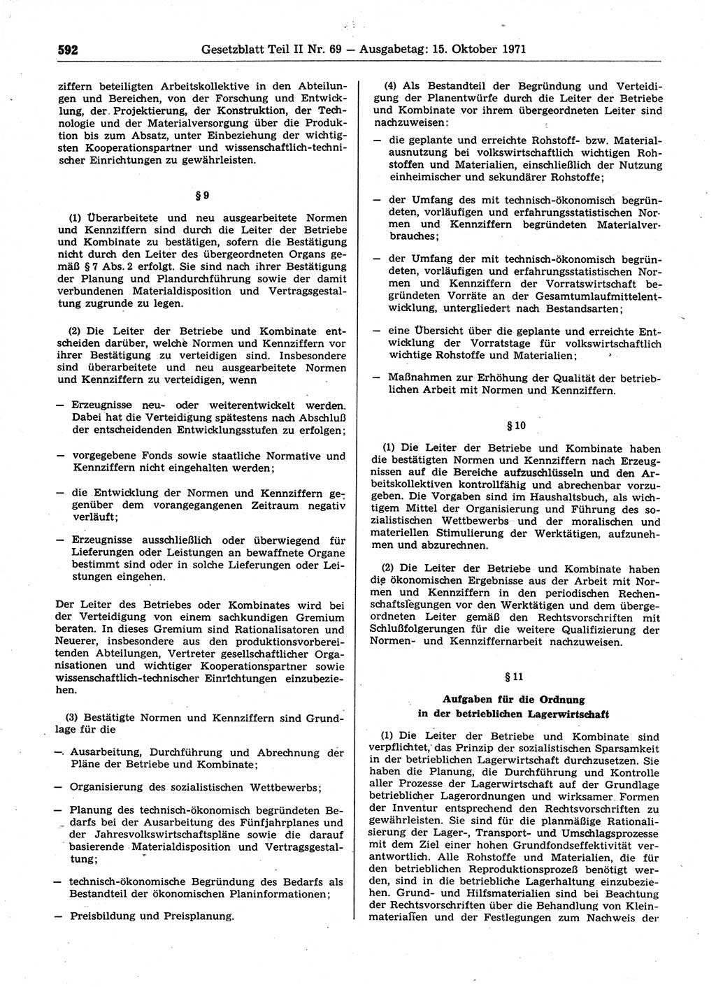 Gesetzblatt (GBl.) der Deutschen Demokratischen Republik (DDR) Teil ⅠⅠ 1971, Seite 592 (GBl. DDR ⅠⅠ 1971, S. 592)