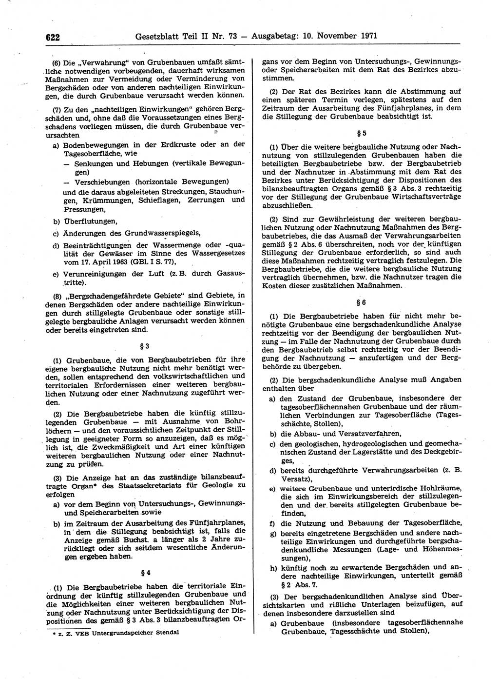 Gesetzblatt (GBl.) der Deutschen Demokratischen Republik (DDR) Teil ⅠⅠ 1971, Seite 622 (GBl. DDR ⅠⅠ 1971, S. 622)