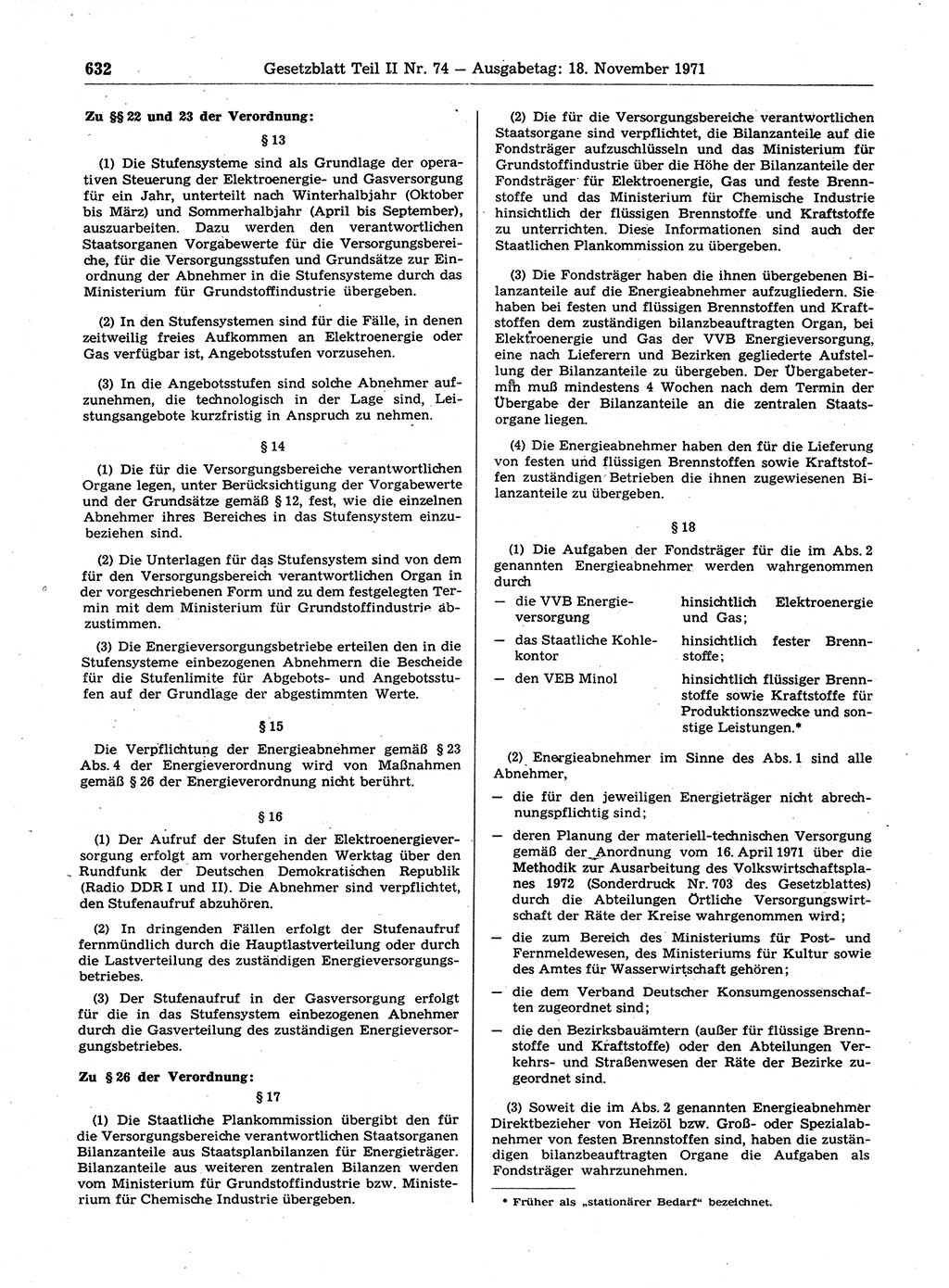 Gesetzblatt (GBl.) der Deutschen Demokratischen Republik (DDR) Teil ⅠⅠ 1971, Seite 632 (GBl. DDR ⅠⅠ 1971, S. 632)
