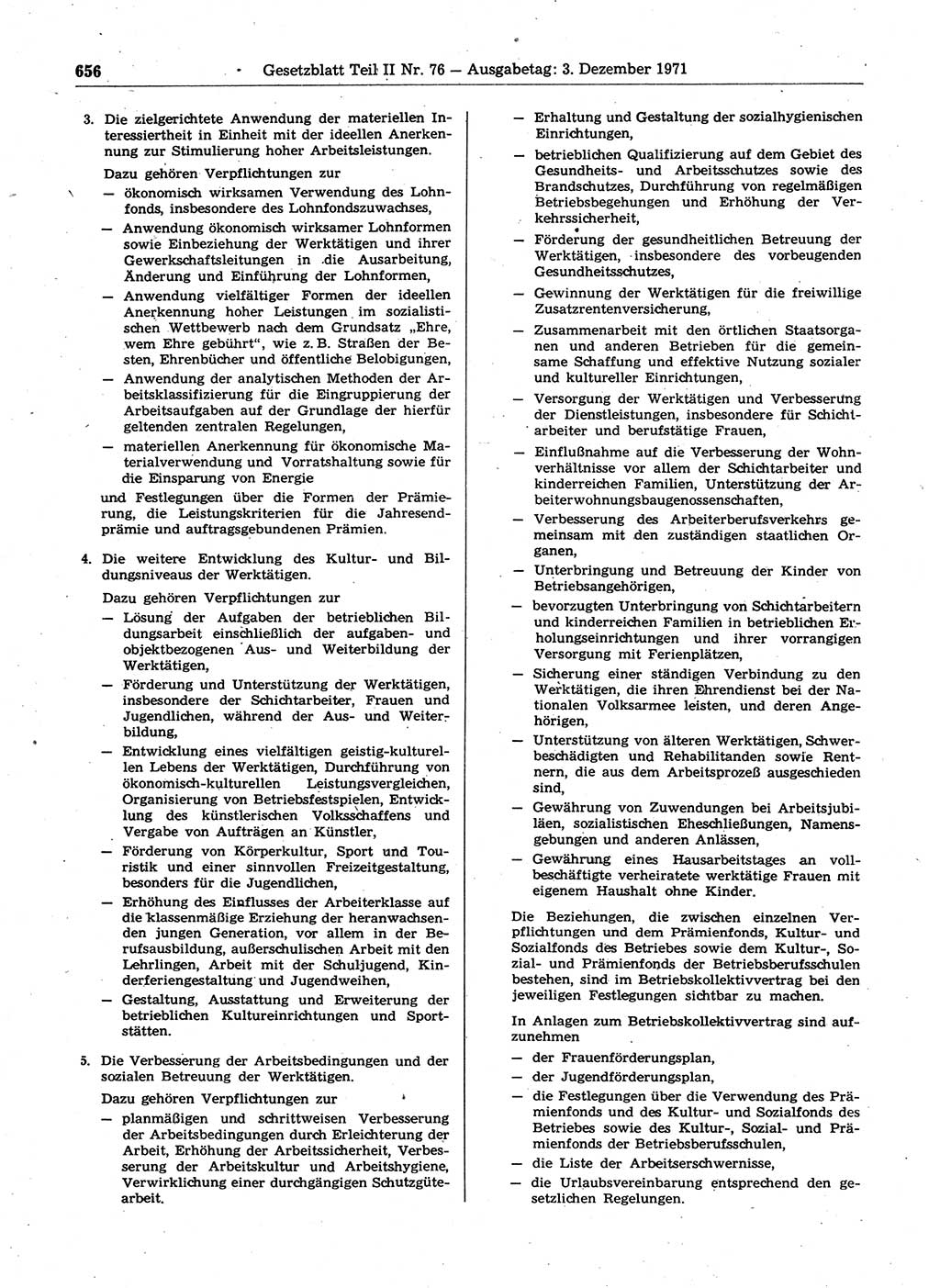 Gesetzblatt (GBl.) der Deutschen Demokratischen Republik (DDR) Teil ⅠⅠ 1971, Seite 656 (GBl. DDR ⅠⅠ 1971, S. 656)