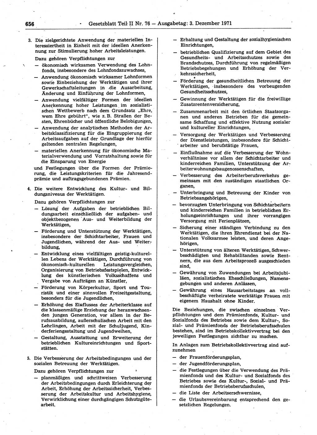 Gesetzblatt (GBl.) der Deutschen Demokratischen Republik (DDR) Teil ⅠⅠ 1971, Seite 656 (GBl. DDR ⅠⅠ 1971, S. 656)