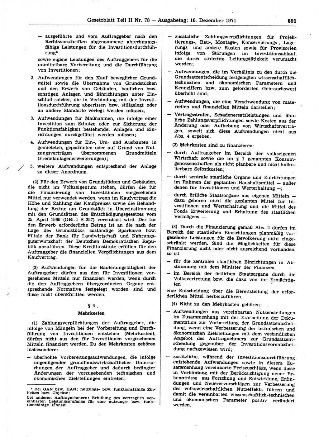 Gesetzblatt (GBl.) der Deutschen Demokratischen Republik (DDR) Teil ⅠⅠ 1971, Seite 691 (GBl. DDR ⅠⅠ 1971, S. 691)