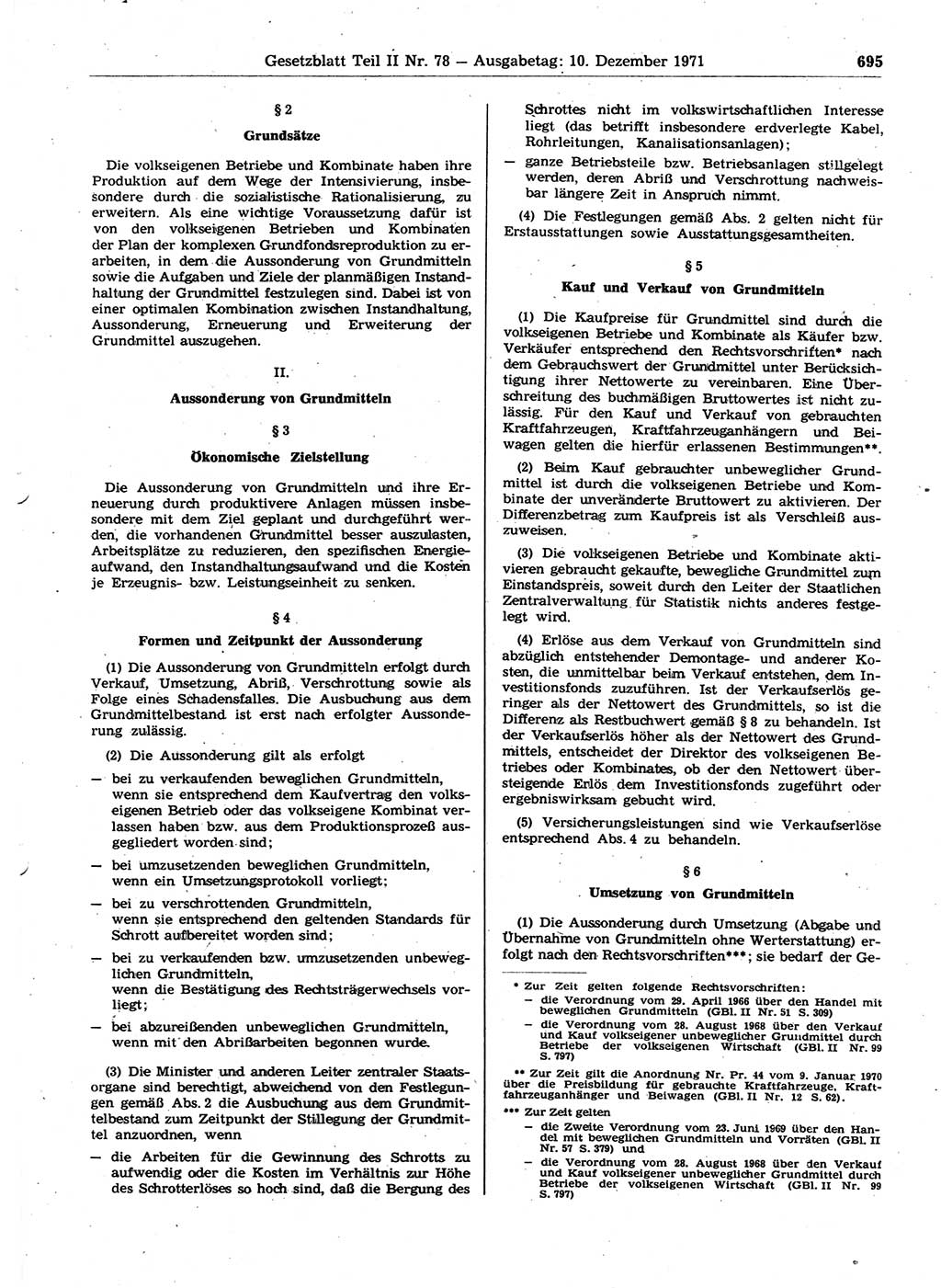 Gesetzblatt (GBl.) der Deutschen Demokratischen Republik (DDR) Teil ⅠⅠ 1971, Seite 695 (GBl. DDR ⅠⅠ 1971, S. 695)