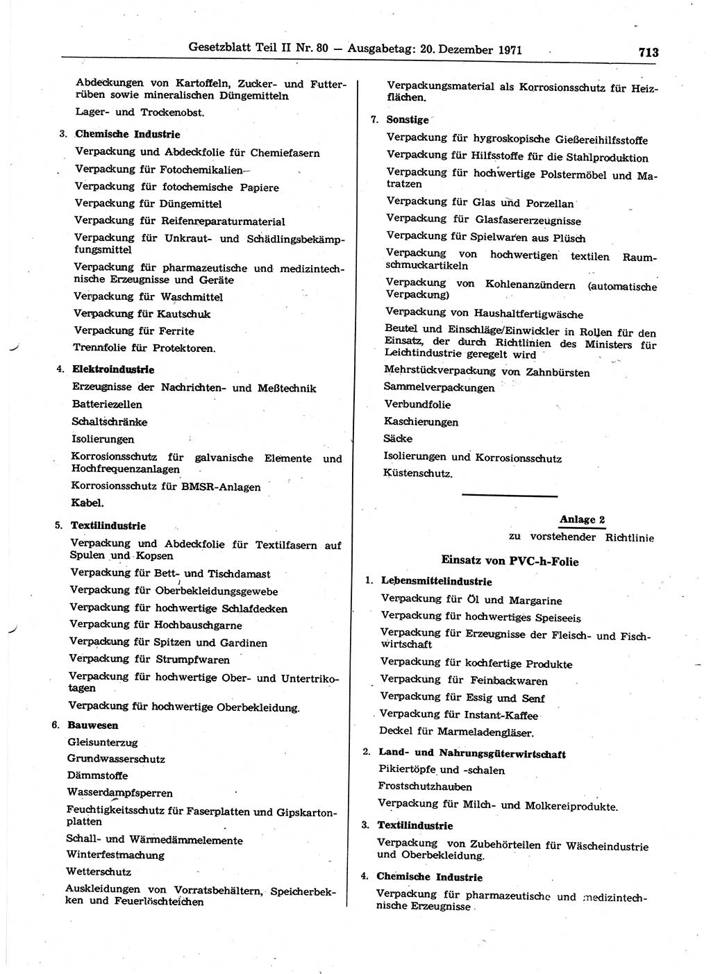 Gesetzblatt (GBl.) der Deutschen Demokratischen Republik (DDR) Teil ⅠⅠ 1971, Seite 713 (GBl. DDR ⅠⅠ 1971, S. 713)