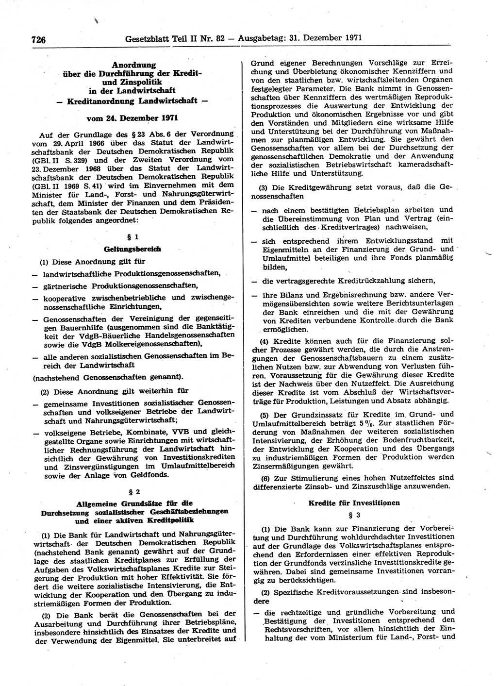 Gesetzblatt (GBl.) der Deutschen Demokratischen Republik (DDR) Teil ⅠⅠ 1971, Seite 726 (GBl. DDR ⅠⅠ 1971, S. 726)