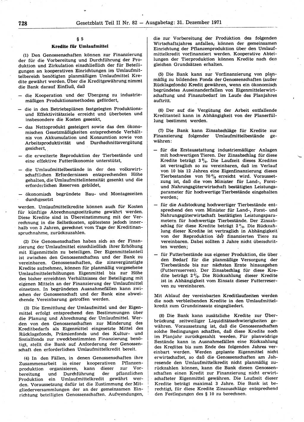 Gesetzblatt (GBl.) der Deutschen Demokratischen Republik (DDR) Teil ⅠⅠ 1971, Seite 728 (GBl. DDR ⅠⅠ 1971, S. 728)