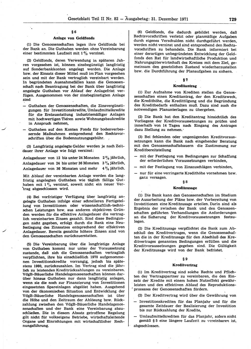 Gesetzblatt (GBl.) der Deutschen Demokratischen Republik (DDR) Teil ⅠⅠ 1971, Seite 729 (GBl. DDR ⅠⅠ 1971, S. 729)