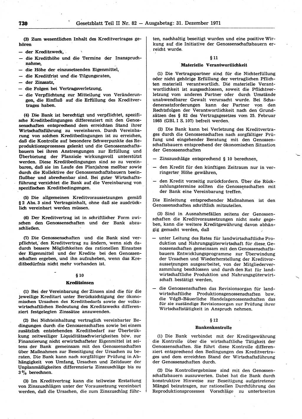 Gesetzblatt (GBl.) der Deutschen Demokratischen Republik (DDR) Teil ⅠⅠ 1971, Seite 730 (GBl. DDR ⅠⅠ 1971, S. 730)