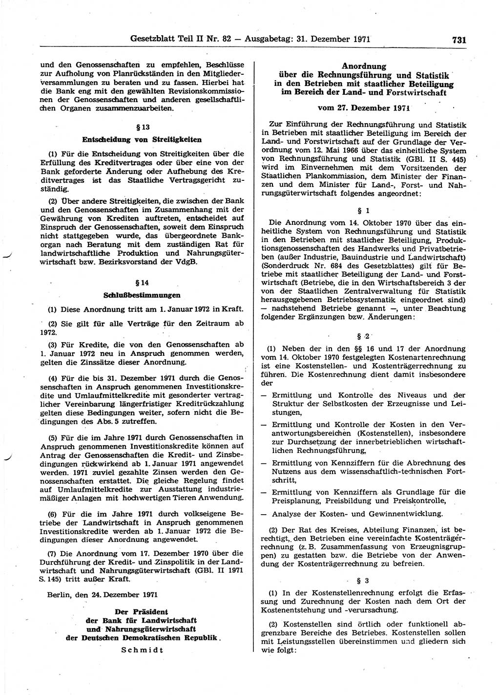 Gesetzblatt (GBl.) der Deutschen Demokratischen Republik (DDR) Teil ⅠⅠ 1971, Seite 731 (GBl. DDR ⅠⅠ 1971, S. 731)