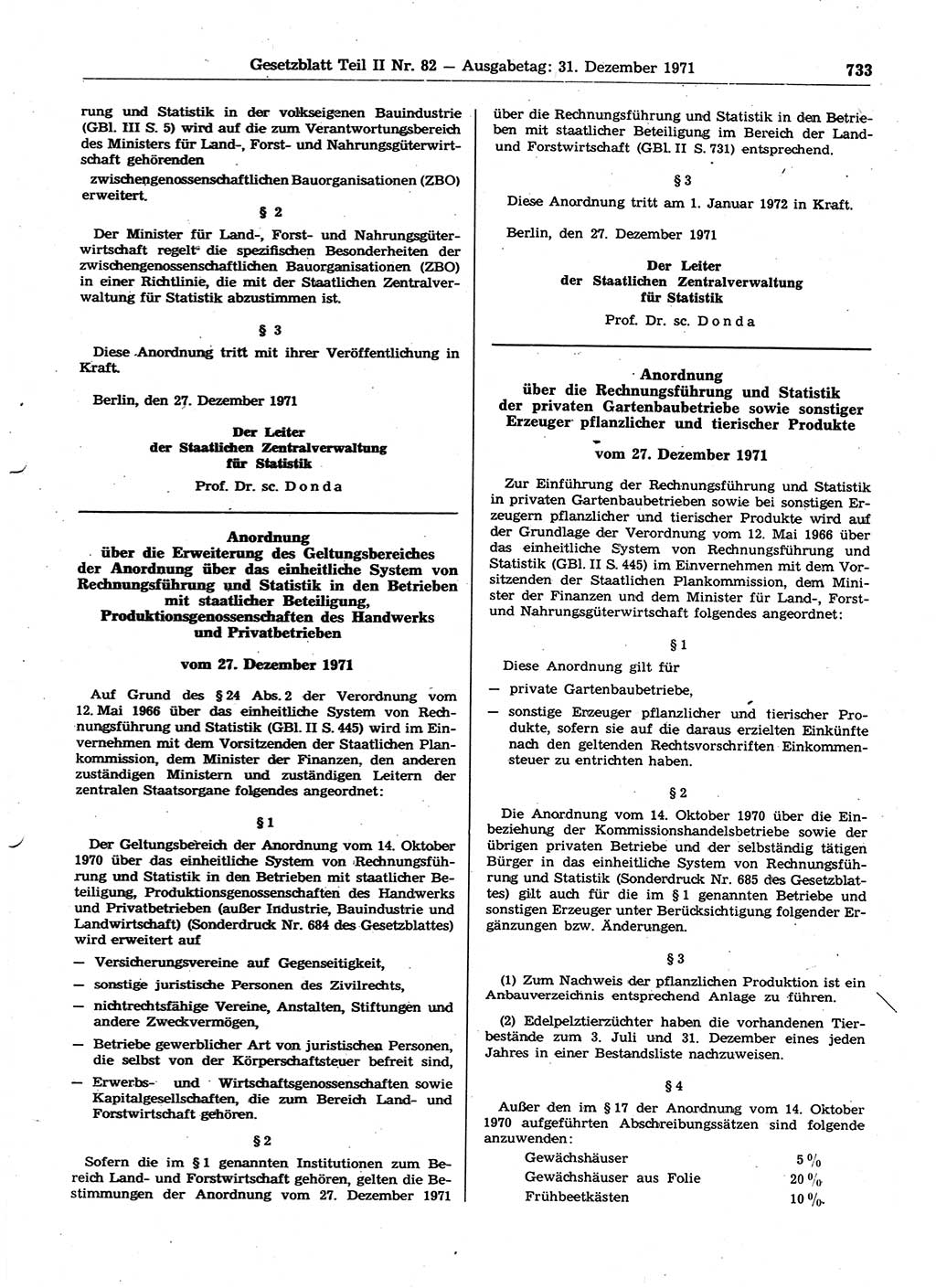 Gesetzblatt (GBl.) der Deutschen Demokratischen Republik (DDR) Teil ⅠⅠ 1971, Seite 733 (GBl. DDR ⅠⅠ 1971, S. 733)