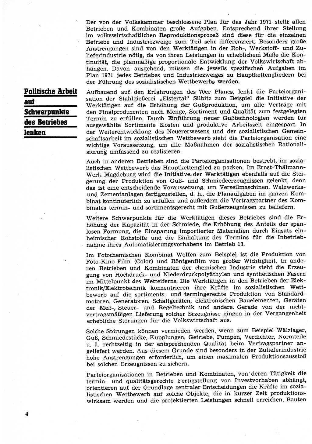 Neuer Weg (NW), Organ des Zentralkomitees (ZK) der SED (Sozialistische Einheitspartei Deutschlands) für Fragen des Parteilebens, 26. Jahrgang [Deutsche Demokratische Republik (DDR)] 1971, Seite 4 (NW ZK SED DDR 1971, S. 4)