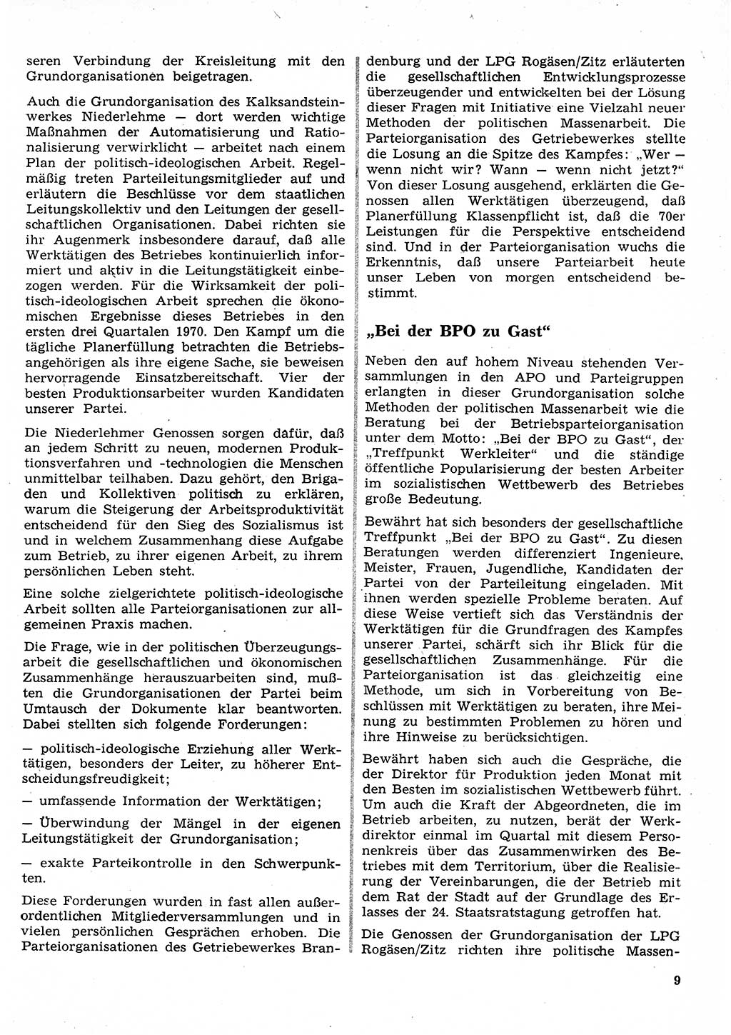 Neuer Weg (NW), Organ des Zentralkomitees (ZK) der SED (Sozialistische Einheitspartei Deutschlands) für Fragen des Parteilebens, 26. Jahrgang [Deutsche Demokratische Republik (DDR)] 1971, Seite 9 (NW ZK SED DDR 1971, S. 9)