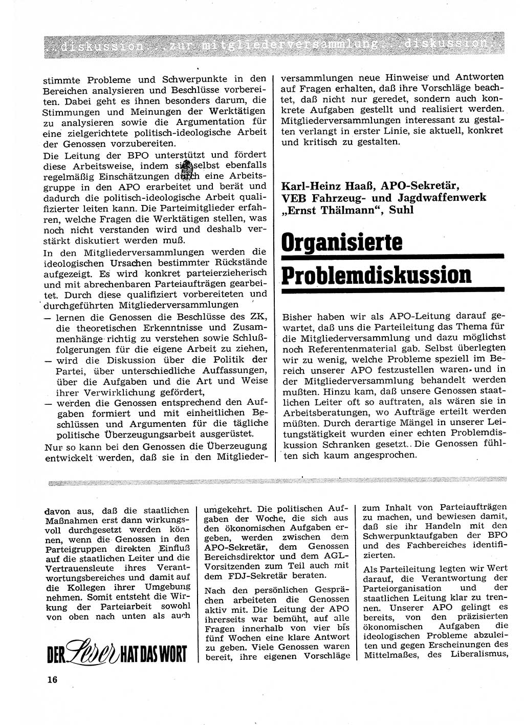 Neuer Weg (NW), Organ des Zentralkomitees (ZK) der SED (Sozialistische Einheitspartei Deutschlands) für Fragen des Parteilebens, 26. Jahrgang [Deutsche Demokratische Republik (DDR)] 1971, Seite 16 (NW ZK SED DDR 1971, S. 16)