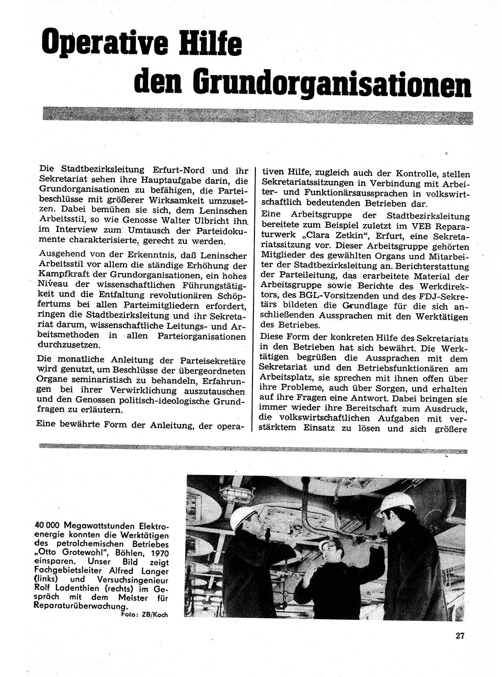 Neuer Weg (NW), Organ des Zentralkomitees (ZK) der SED (Sozialistische Einheitspartei Deutschlands) für Fragen des Parteilebens, 26. Jahrgang [Deutsche Demokratische Republik (DDR)] 1971, Seite 27 (NW ZK SED DDR 1971, S. 27)