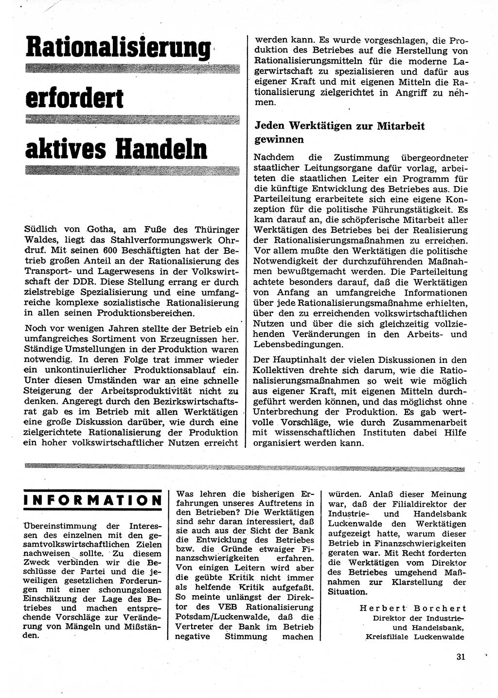 Neuer Weg (NW), Organ des Zentralkomitees (ZK) der SED (Sozialistische Einheitspartei Deutschlands) für Fragen des Parteilebens, 26. Jahrgang [Deutsche Demokratische Republik (DDR)] 1971, Seite 31 (NW ZK SED DDR 1971, S. 31)
