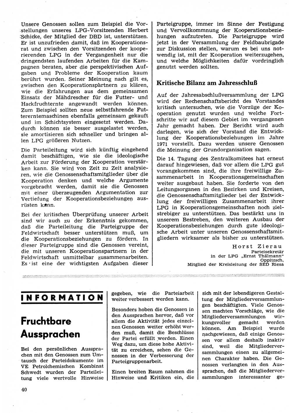 Neuer Weg (NW), Organ des Zentralkomitees (ZK) der SED (Sozialistische Einheitspartei Deutschlands) für Fragen des Parteilebens, 26. Jahrgang [Deutsche Demokratische Republik (DDR)] 1971, Seite 40 (NW ZK SED DDR 1971, S. 40)